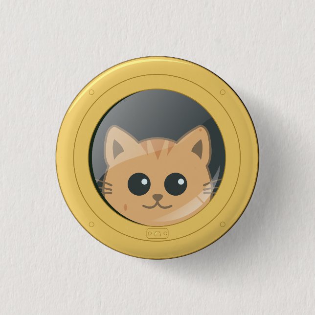 Sött katt som tittar genom fönster på båtport knapp (Framsida)
