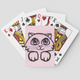 Sött katt som tittar rosa casinokort