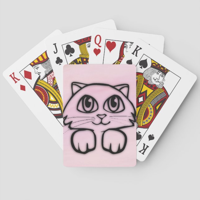 Sött katt som tittar rosa casinokort (Baksidan)