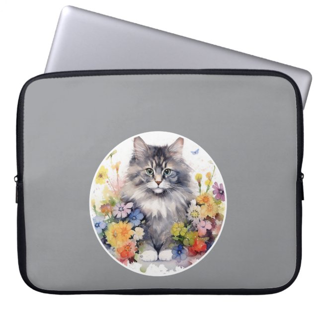 Sött katt-tema, Ditt husdjurs foto Laptop Fodral (Framsidan)