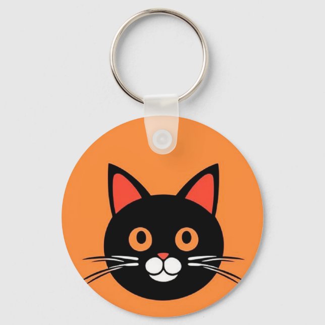 Sött kattansikte Djärvt grafiskt charm-gåva Nyckelring (Framsida)