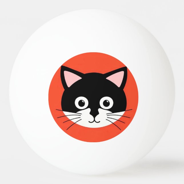 🐱 Sött kattansikte Färgfull bordtennispresent 🏓 Pingisboll (Framsidan)