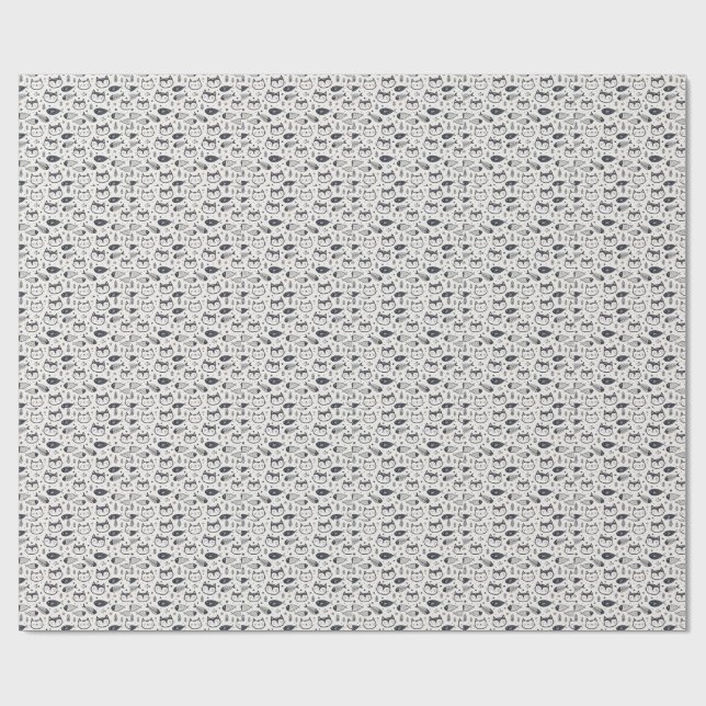 Sött Kattansikte & Fiskbensmönster - Barn Design Presentpapper (Platt)