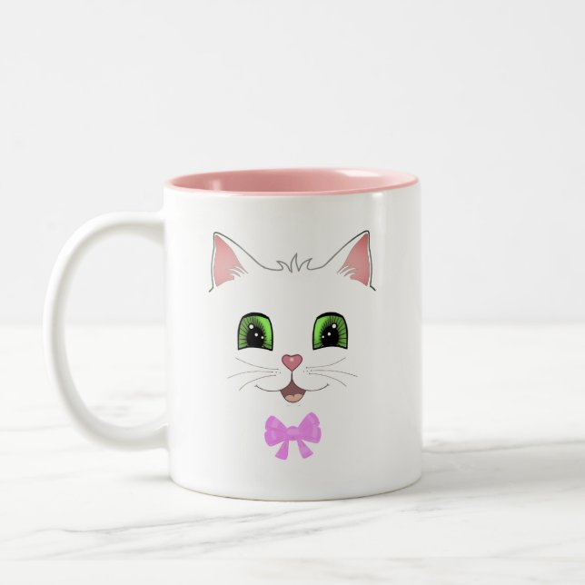 Sött kattansikte & kalligrafi Tvåtons kaffe Två-Tonad Mugg (Vänster)