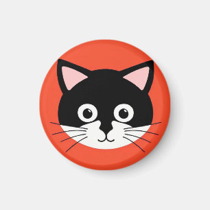 Sött Kattansikte Livlig Illustration Magnet