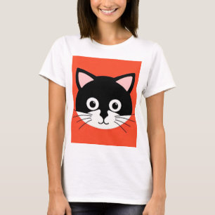 Sött Kattansikte Livlig Illustration T Shirt