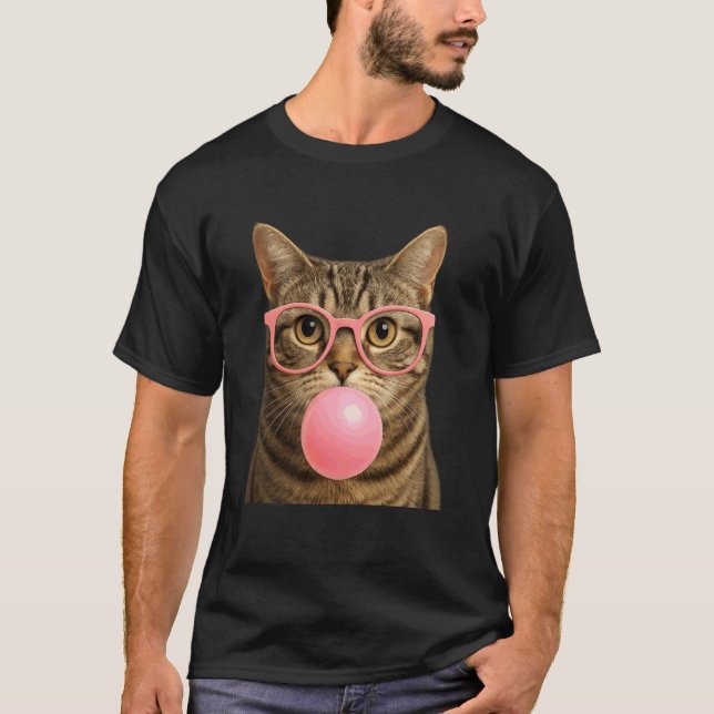 Sött kattansikte som tuggar tuggummi och gör en bu t shirt (Framsida)