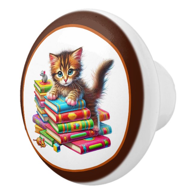Sött kattbokhörna bibliotek läsvänner  knopp (Höger)