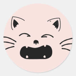 Sött kattdesign | Bedårande kattkonst Runt Klistermärke