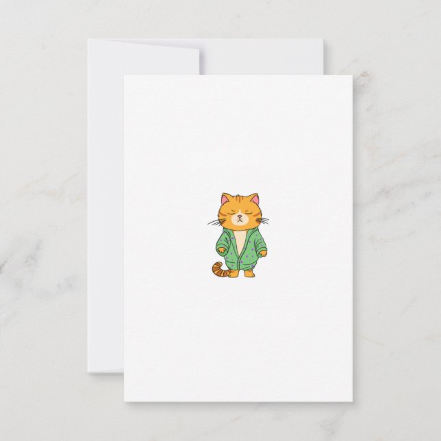 Sött kattdesign, röd katt tack kort (Framsida)