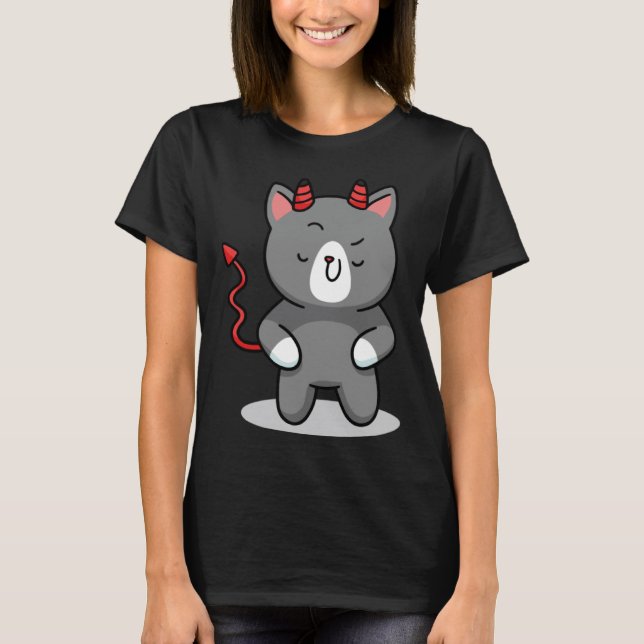 sött kattdjevel rolig t shirt (Framsida)