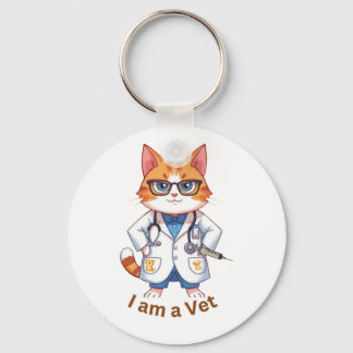 Sött kattdjurs "Jag är veterinär"-design Nyckelring