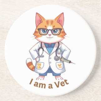 Sött kattdjurs "Jag är veterinär"-design Underlägg