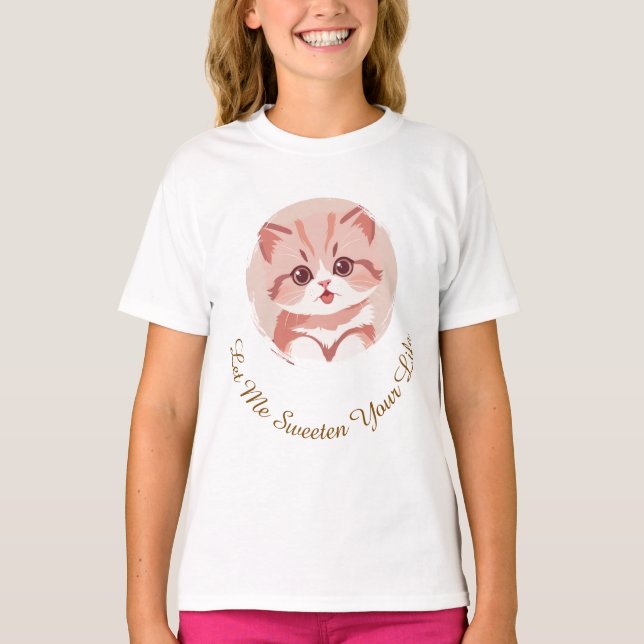 Sött kattfoto, text, utbytbart, roligt  t shirt (Framsida)
