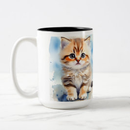 Sött Kattfoto Två-Tonad Mugg