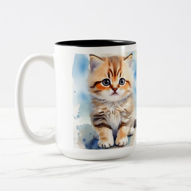 Sött Kattfoto Två-Tonad Mugg (Vänster)