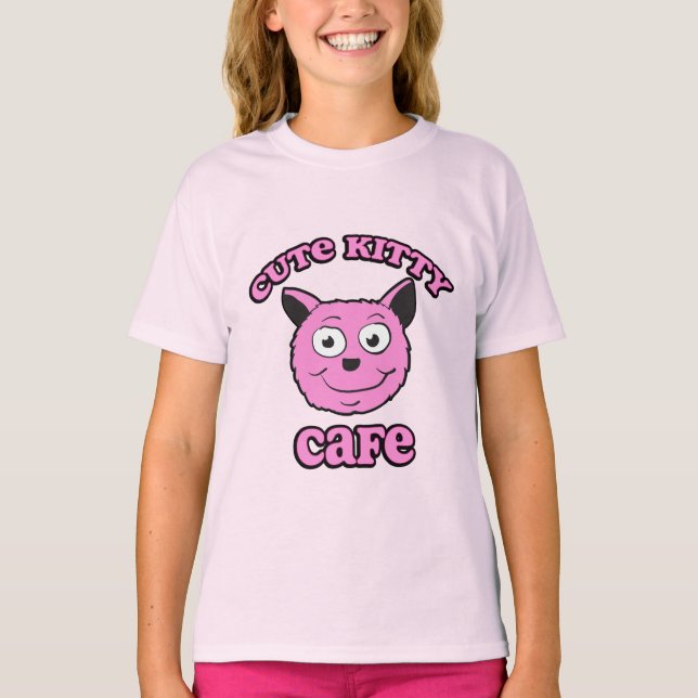 Sött Kattkafé T Shirt (Framsida)