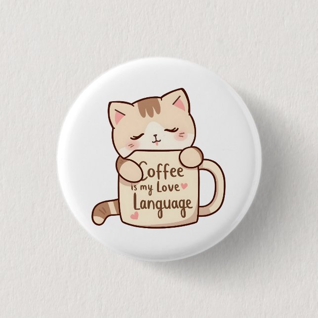 Sött Kattkaffe Kärleksspråk Knapp (Framsida)