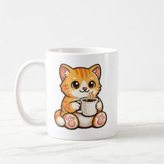 Sött Kattkaffe – Mysig Orange Katt som Dricker Kaf Kaffemugg