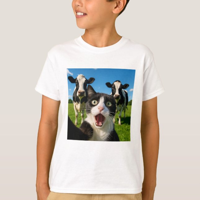 Sött kattko-selfiepresentidé t shirt (Framsida)