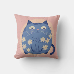 sött kattkorthandritad vektorillustration grafisk kudde