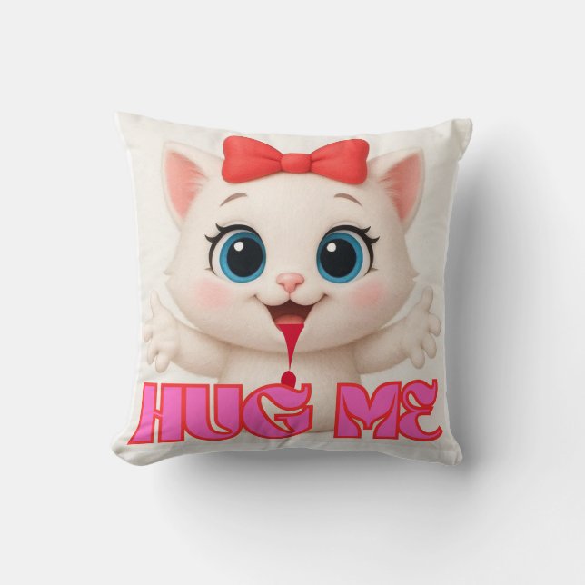Sött kattkudde – Kawaii Kitty Hemdekor Design Kudde (Framsida)