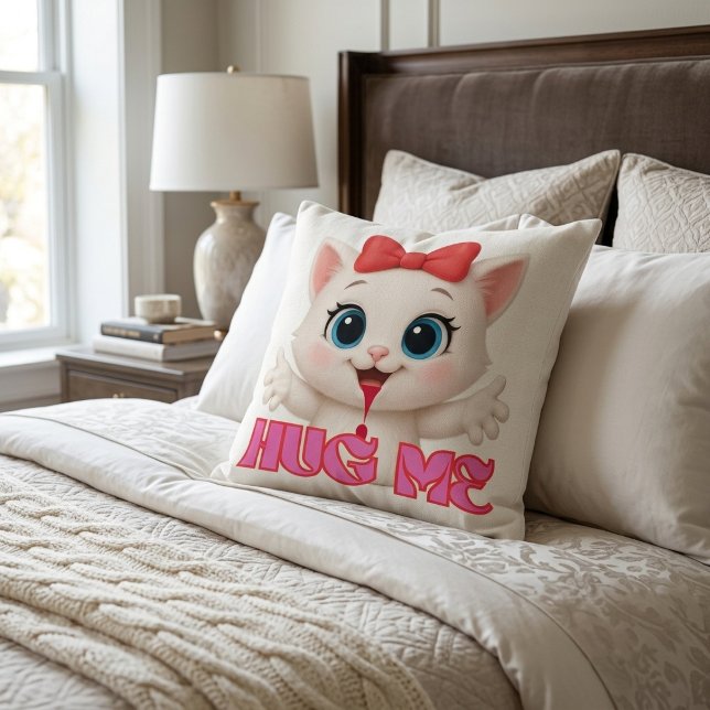 Sött kattkudde – Kawaii Kitty Hemdekor Design Kudde (cate pillow)