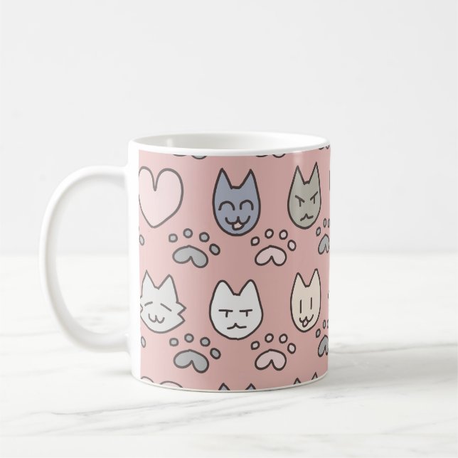 Sött Kattmönster Kaffemugg (Vänster)