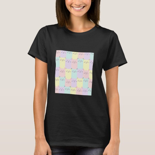 Sött kattmönster med pastell t shirt (Framsida)