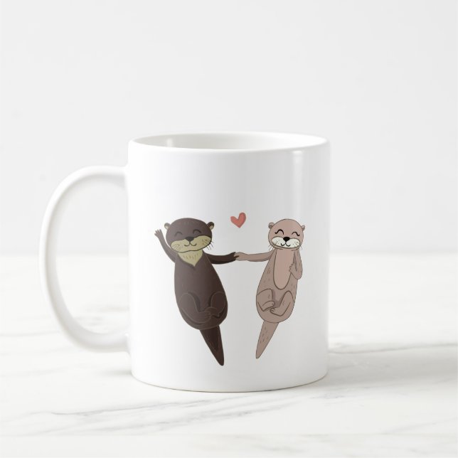 Sött Kattpar Kaffemugg (Vänster)