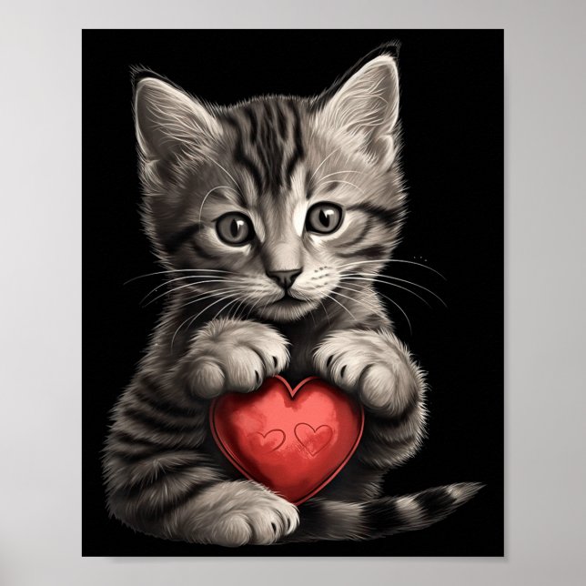 Sött kattpresent för kattälskare Färgglad Kitty-hj Poster (Framsidan)