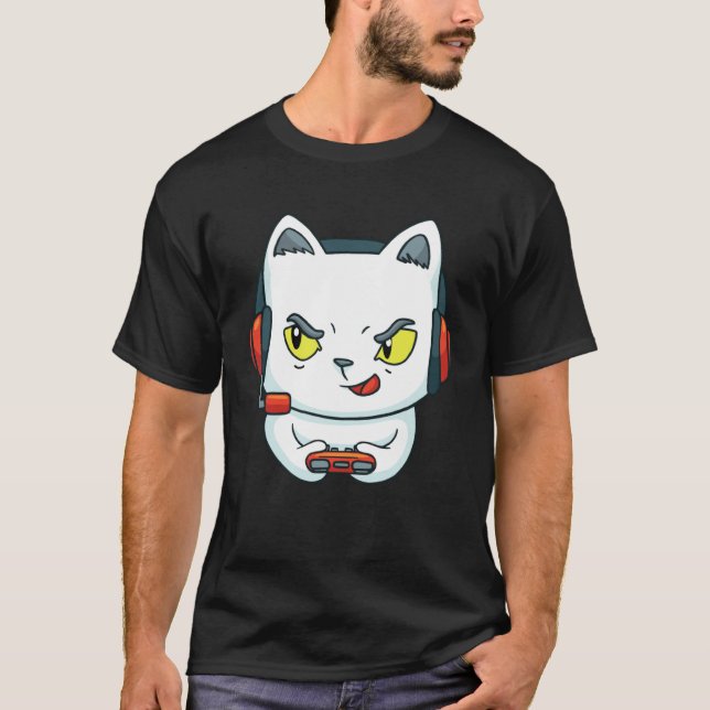 Sött kattspel för spelare t shirt (Framsida)