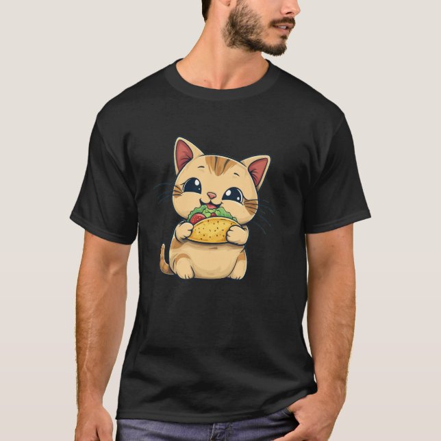 Sött kattunge äter en taco t shirt (Framsida)