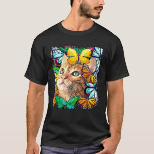 Sött kattunge leker med fjärilar t shirt