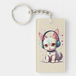 Sött kattunge med hörlurar charm