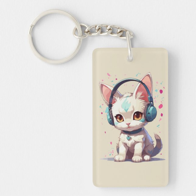 Sött kattunge med hörlurar charm (Framsidan)