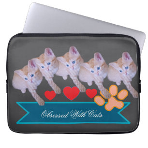 Sött kattungefoto, tassavtryck, humor text laptop fodral