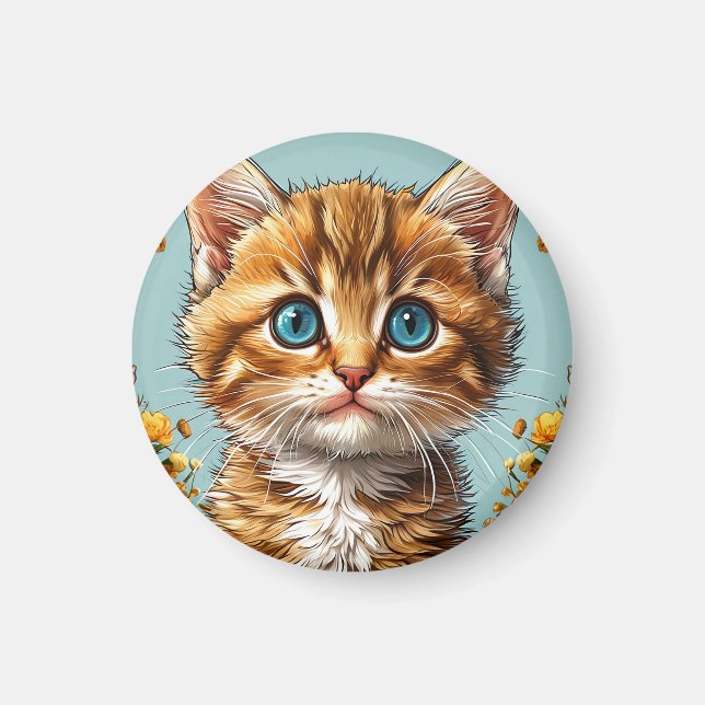 Sött kattungeporträtt magnet (Framsidan)