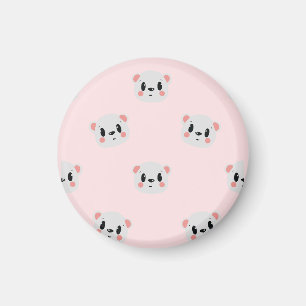 Sött Kawaii Björn Ansikte Mönster på Pastell Rosa Magnet
