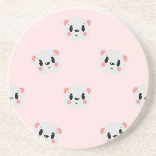 Sött Kawaii Björn Ansikte Mönster på Pastell Rosa Underlägg