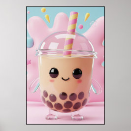 Sött Kawaii Bubble Tea Karaktärsaffisch Poster