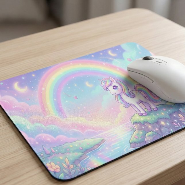 Sött Kawaii Enhörning Pastell Regnbåge Magisk Musmatta (Skapare uppladdad)