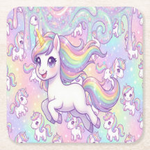 Sött Kawaii Enhörning Pastell Regnbåge Magisk