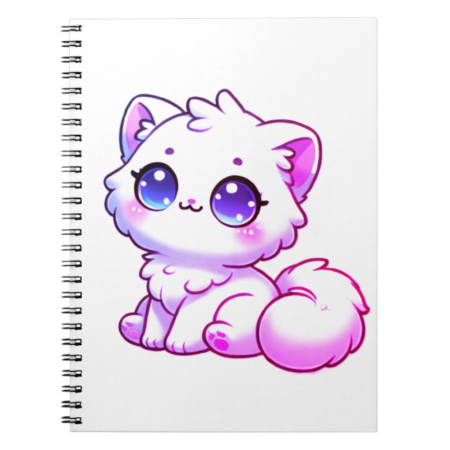 Sött Kawaii Fluffigt Kattres Notebook Anteckningsbok (Framsidan)