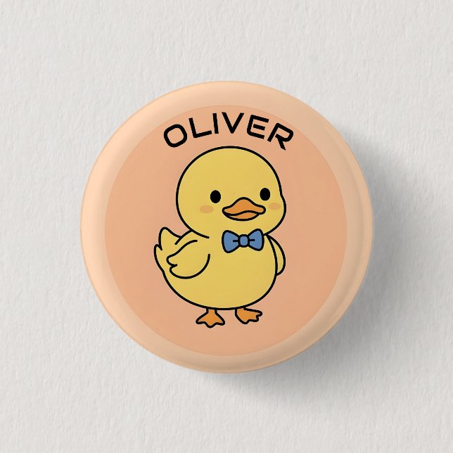 Sött Kawaii Gult Ankunge med Blå Flaska Knapp (Framsida)