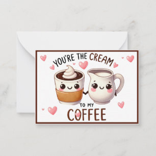 Sött Kawaii Kaffe och Grädde Anteckningskort