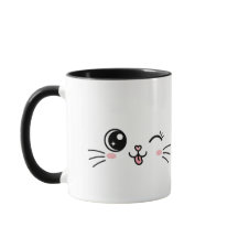 Sött Kawaii Katt Ansikte