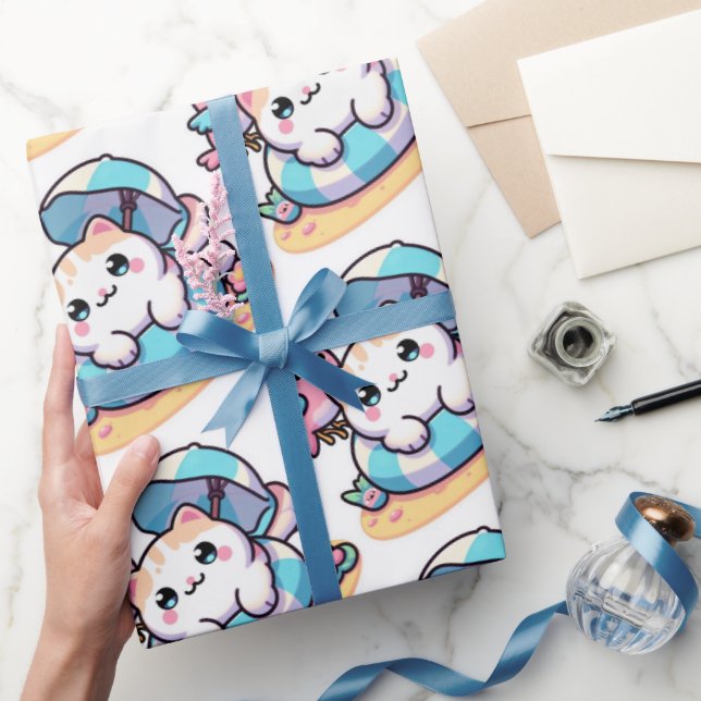 sött kawaii kattinpackningspapper presentpapper (Gifting)
