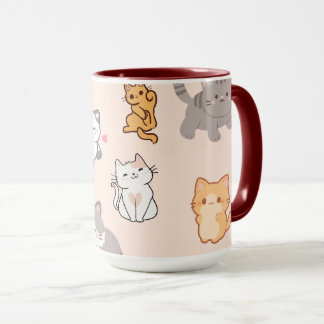 Sött Kawaii Kattmönster Mugg