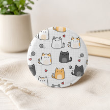 Sött Kawaii Kattmönster Pinback Knapp